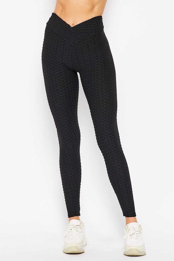 Scrunch Butt Textured V-Waist High Waisted Leggings