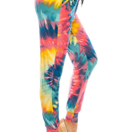 Multi-Color Bold Tie Dye Joggers Buttery Soft Jogger Pants with Pockets and Drawstring