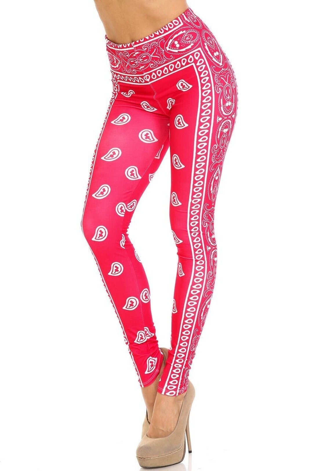Red Bandana Leggings by USA Fashion™, Creamy Soft Leggings® Collection