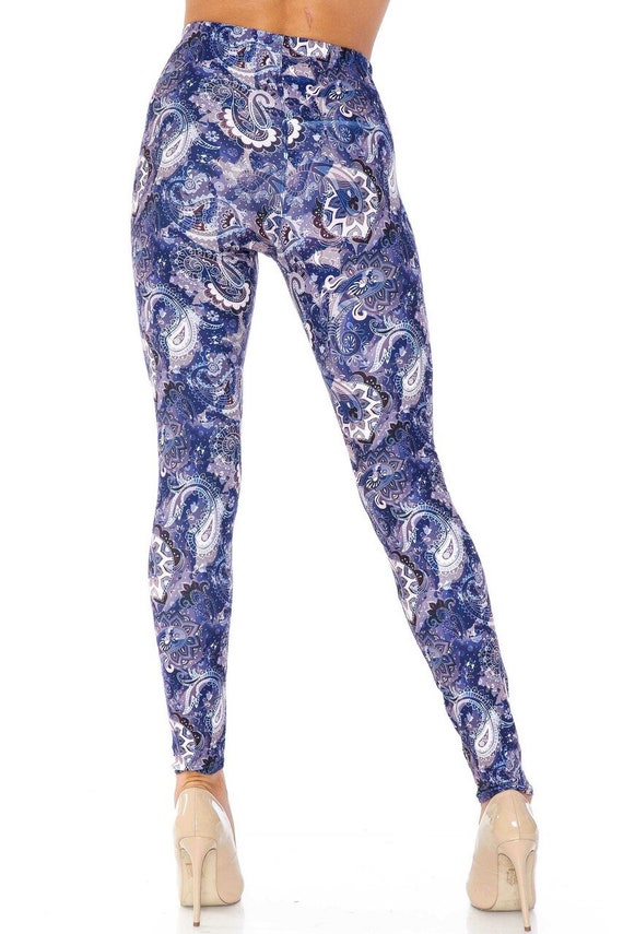 Indigo Blue Paisley Leggings by USA 