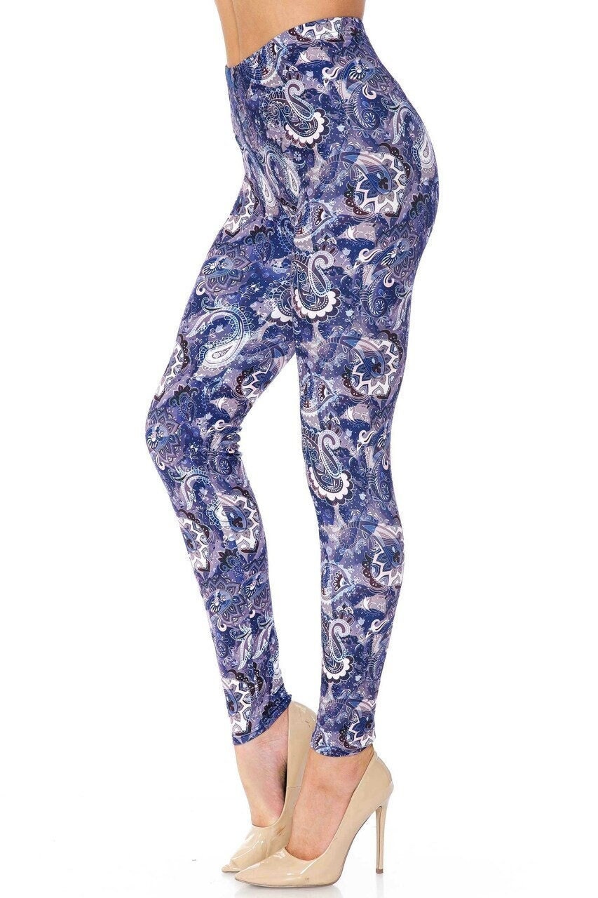 Indigo Blue Paisley Leggings by USA 