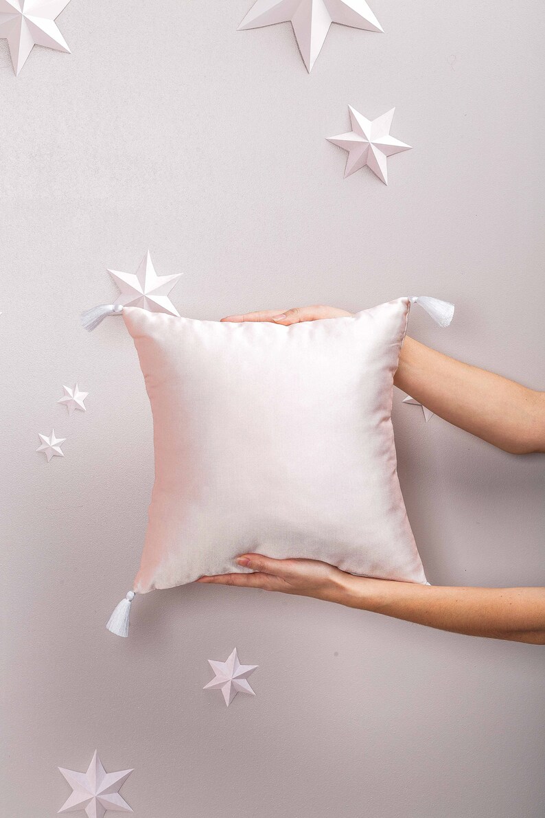 English rose satin pillow Rose pillow with tassel Rose Etsy