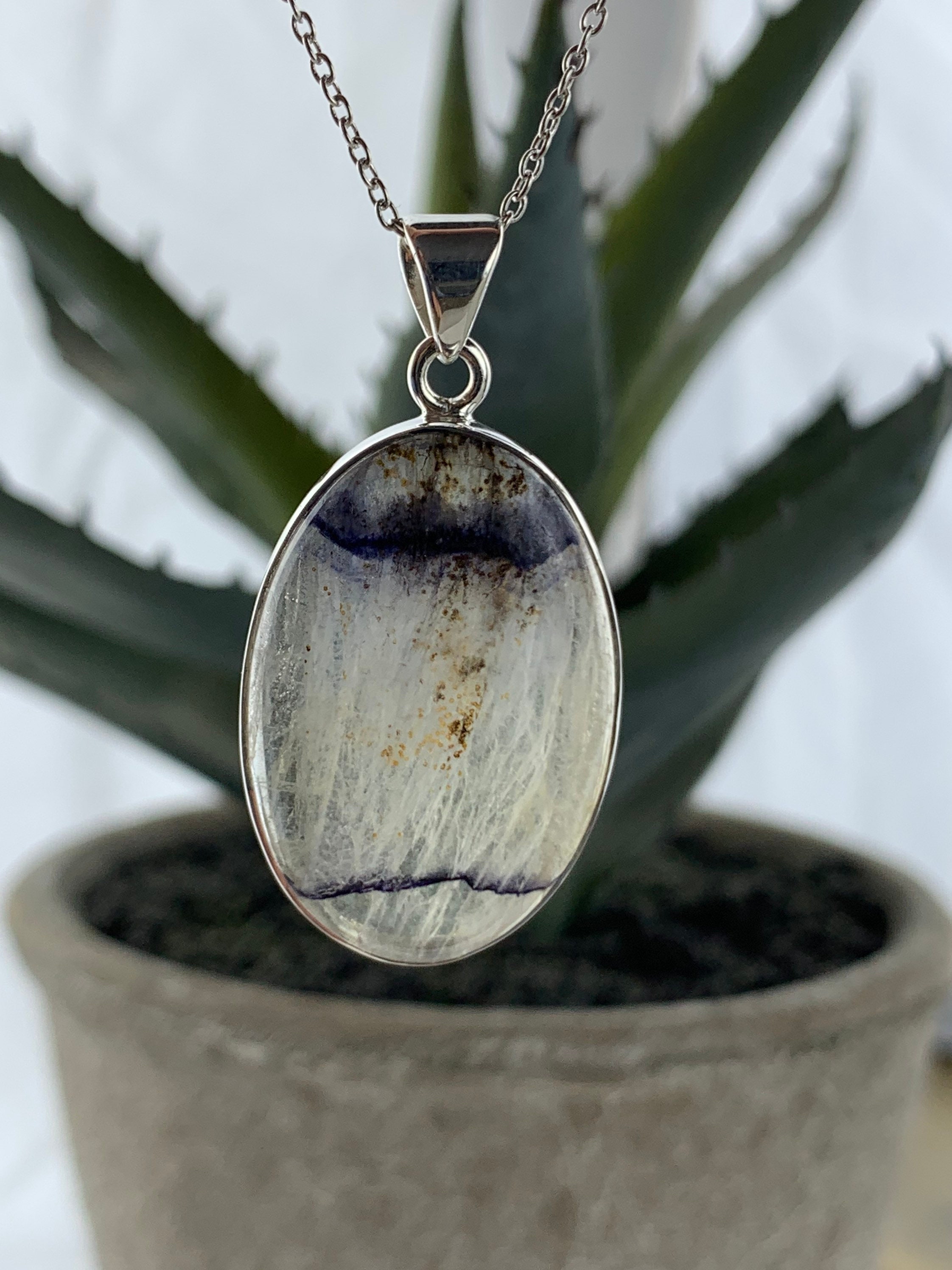 Blue john necklace silver deals