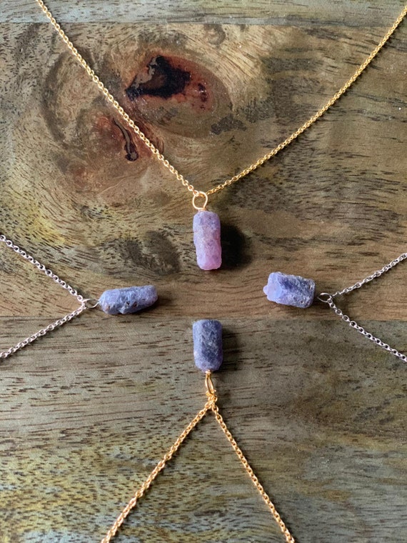 Raw Sapphire Necklace Genuine Jewellery Natural Sapphire Sapphire