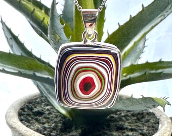 Fordite Necklace - Colourful Jewellery - Unusal Pendant - Fordite Pendant - Jewelry -Sterling Silver - Gift for her - Unique Gift-Ford