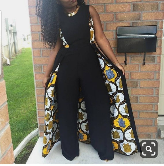 african print jumpsuit with cape