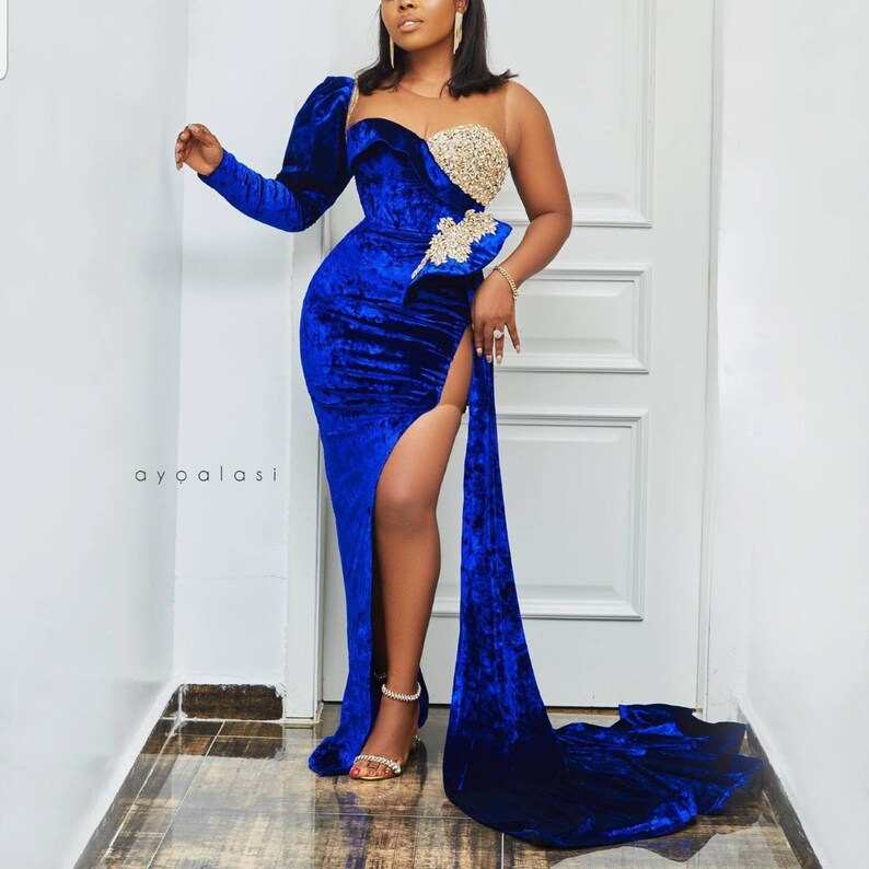 Blue engagement dressAfrican wedding reception dressAfrican clothing for womenevening dress prom dress Christmas gown