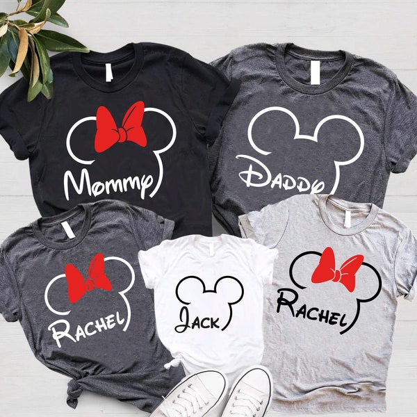 Matching Family Disney Shirts, Custom Disney Trip Tees, Mickey and Minnie Mouse Ears Family Shirts, Personalized Names Disney Shirts Gifts