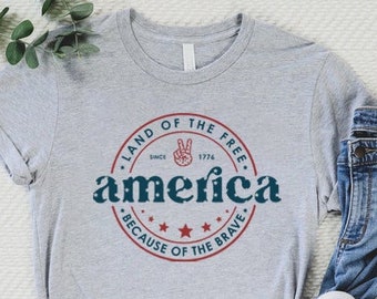 4th of July Shirt, Land Of The Free Because Of The Brave America Shirt, Fourth Of July T-Shirt,Freedom Tee,Independence Day,Free America Tee