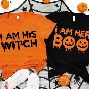 Halloween Couple Shirts, Halloween Couple Matching Shirts, I am His Witch Shirt, I am Her Boo Shirt, Halloween Couple Gifts, Halloween Tees