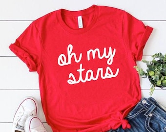 Oh My Stars, Oh My Stars Shirt, Red 4th of July Shirt, V Neck July 4th Shirt, Teen 4th of July Shirt, Toddler Girls 4th of July T-Shirt