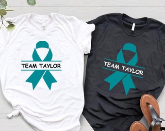 Ovarian Cancer Shirt, Custom Ovarian Cancer Awareness Shirt, Personalized Support Team Shirt For Women Men, Cancer Patient Gifts