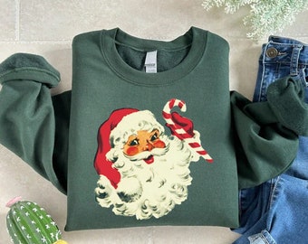 Christmas Santa Sweatshirt, Retro Santa Sweatshirt, Gift For Christmas, Christmas Sweatshirt For Women,Gift For Women,Santa Retro Sweatshirt