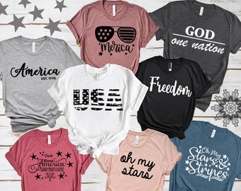 Usa Flag Shirt, Merica Shirt, Stars and Stripes Shirt,One Nation Under God Shirt,God Bless America Shirt,4th of July Shirts,Patriotic Shirts