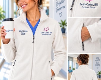 Custom Embroidered Nurse Fleece Jacket, PersonalizedHealthcare Worker Gift, Medical Staff Uniform