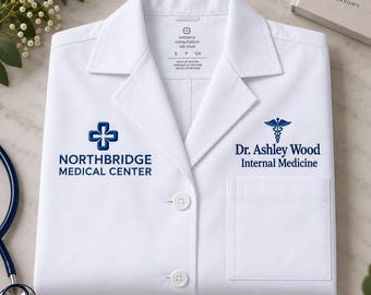 Custom Embroidered Lab Coat for Women and Men, Personalized Name and Logo Doctor & Medical Professional Coat Gifts