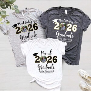 Personalized Graduation Shirts, Add The Photo Graduation Shirt, Proud Mom of a 2026 Graduate Shirts, Class of 2026 Family Graduation Shirts Bild 5