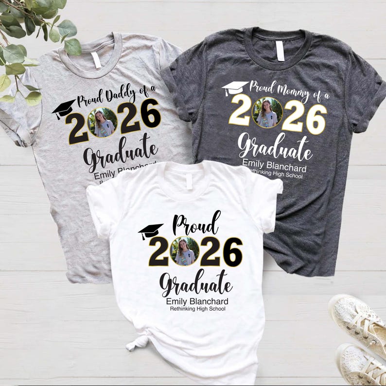 Personalized Graduation Shirts, Add The Photo Graduation Shirt, Proud Mom of a 2026 Graduate Shirts, Class of 2026 Family Graduation Shirts Bild 5