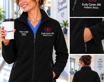 Custom Embroidered Nurse Fleece Jacket, PersonalizedHealthcare Worker Gift, Medical Staff Uniform