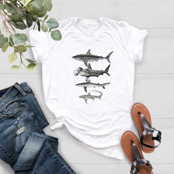 Sharks Shirt, Beach Shirt, Ocean Shirt, Sharks Species Shirt, Beach Summer Tee, Shark Fans, Shark Lover Tee, Surfer Shirt, Fishing Dad Shirt
