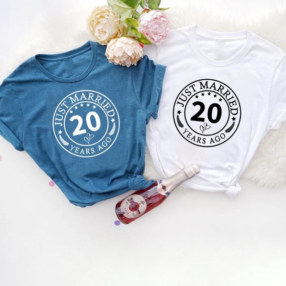 20th Wedding Anniversary T-Shirt Just Married 20 Years Ago 20th Wedding Anniversary T-Shirt Just Married 20 Years Ago