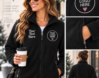 Custom Embroidered Fleece Jacket For Women, Personalized Name & Logo Jacket, Employee Gift