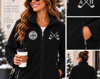 Custom Golf Embroidered Women's Fleece Jacket, Personalized Golf Team Jacket, Custom Gift for Golf Club Players, Cozy Full Zip Jacket