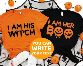 Halloween Couple Shirts, Halloween Couple Matching Shirts, I am His Witch Shirt, I am Her Boo Shirt, Halloween Couple Gifts, Halloween Tees