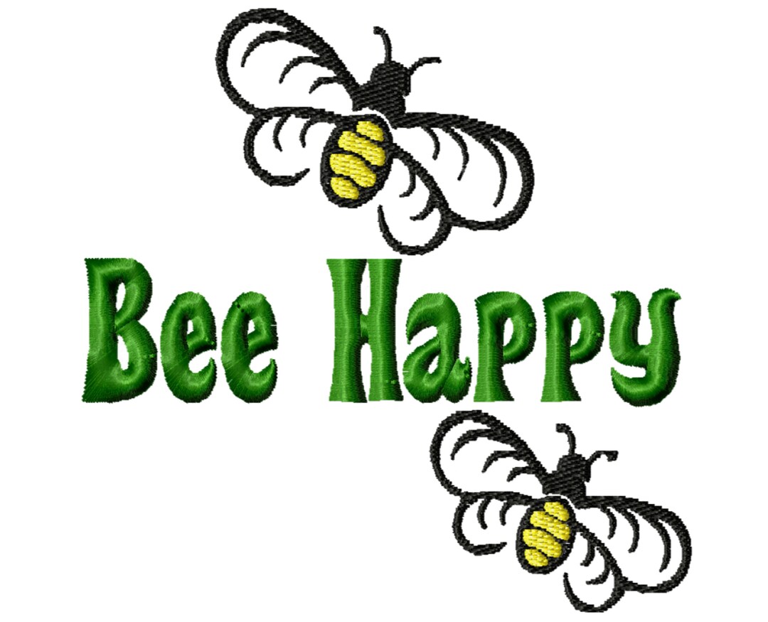 Bee Happy Machine Embroidery Design Etsy