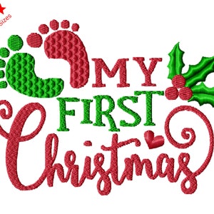 First Christmas Feet Machine Embroidery Design.