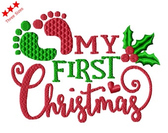 First Christmas Feet Machine Embroidery Design.