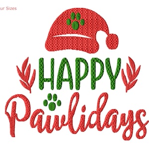 Glückliche Pawlidays Maschinenstickerei, vier Größen inklusive, Instant Download