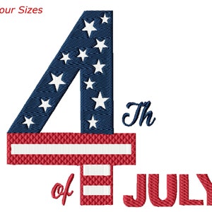 4th of July Stars Machine Embroidery Design, Four Sizes Included, Instant Download