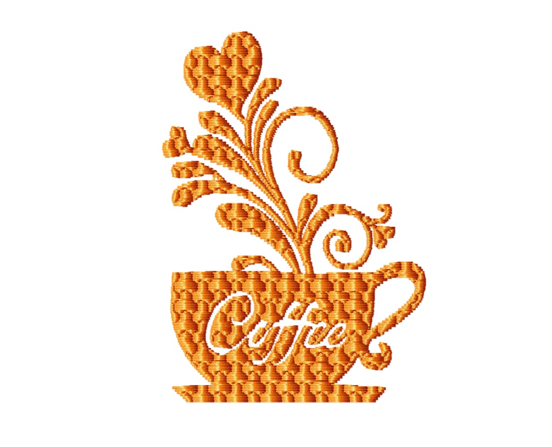 Coffee Cup Machine Embroidery Design. Etsy