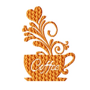 Coffee Cup Machine Embroidery Design.