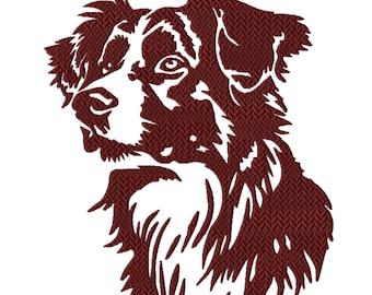 Stickmuster „Australischer Schäferhund“, acht Größen enthalten, sofortiger Download