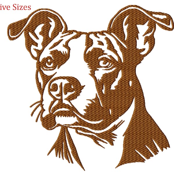 American Pitbull Machine Embroidery Design, Fives Sizes Included, Instant Download.
