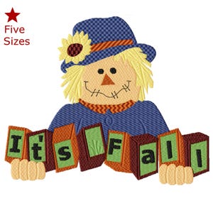 Scarecrow Blocks Machine Embroidery Design, Five Sizes Included, Instant Download.