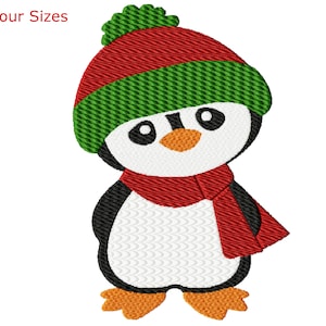 Penguin Machine Embroidery Design, Four Sizes Included, Instant Download