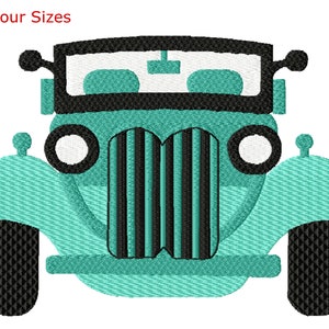 Vintage Car Machine Embroidery Design, Four Sizes Included, Instant Download