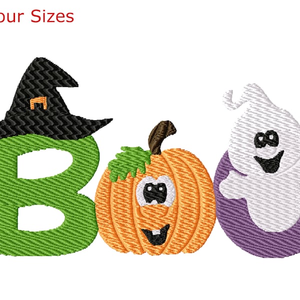 Boo Machine Embroidery Design, Four Sizes Included, Instant download