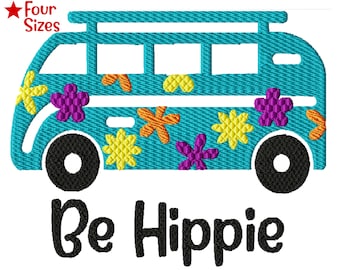 Be Hippie Machine Embroidery Design, Four Sizes Included, Instant Download, Textured Embroidery File!