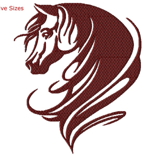 Horse Mane Machine Embroidery Design, Five Sizes Included, Instant Download