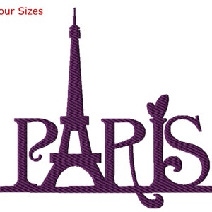 Paris Machine Embroidery Design, Four Sizes Included, Instant Download