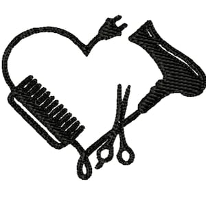 Blow Dryer Heart Machine Embroidery Design.