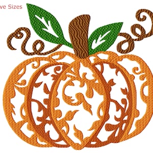 Diseño de bordado de máquina de recorte de calabaza, cinco tamaños incluidos, descarga instantánea