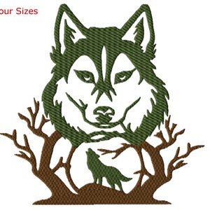 Wolf Howl Machine Embroidery Design, Four Sizes, Instant Download