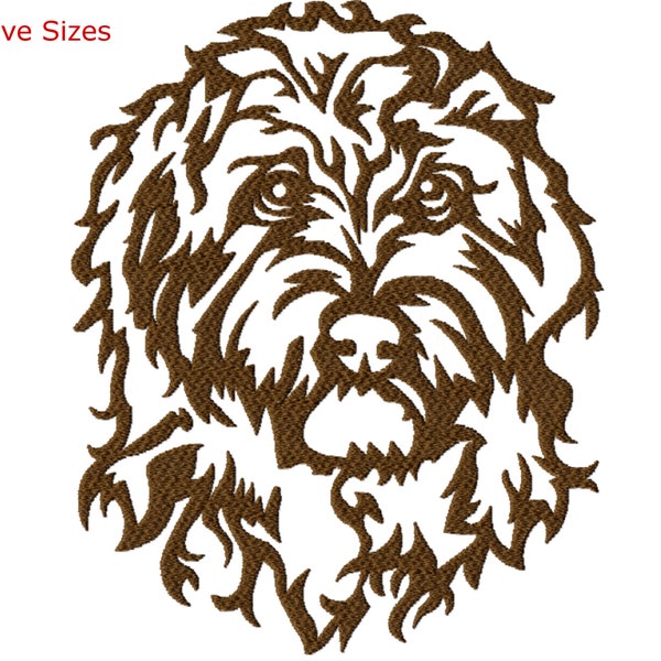 Labradoodle Head Machine Embroidery Design, Five Sizes Included, Instant Download