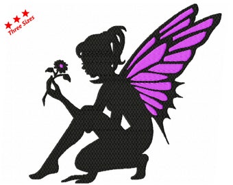 Flower Fairy Machine Embroidery Design, Three Sizes Included