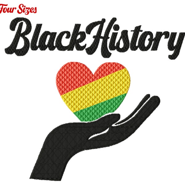 Black History Month Machine Embroidery Design, (February), Four Sizes, Instant Download